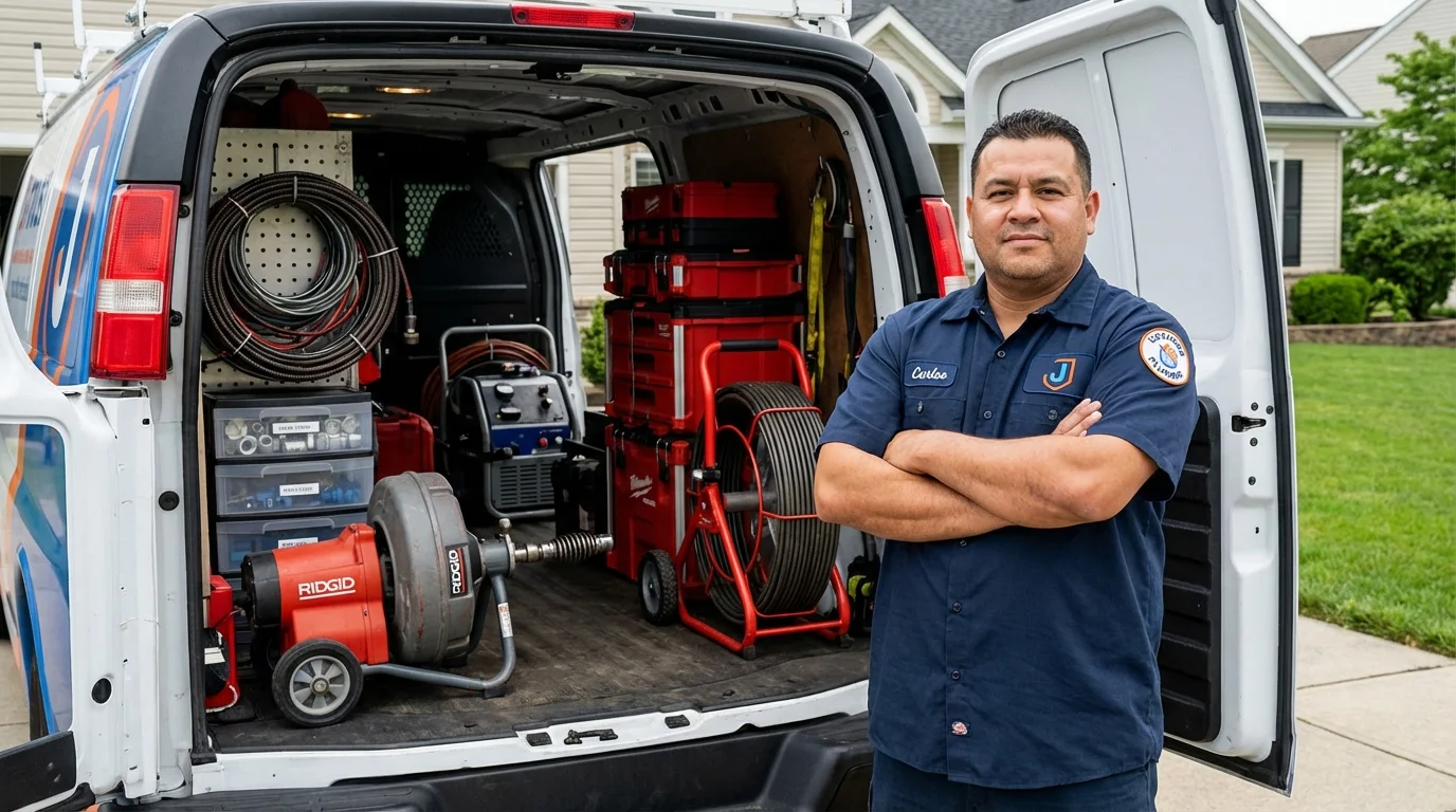 Professional drain cleaning equipment and Johns Plumbing LLC plumber in Pomona