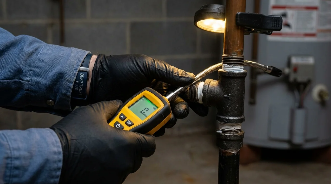 Gas leak detection with electronic sniffer by Johns Plumbing LLC in Pomona