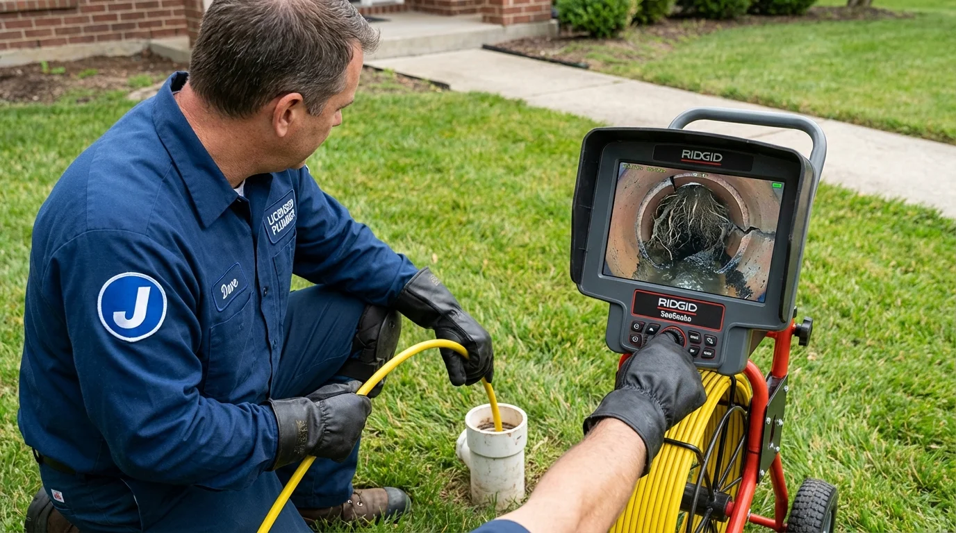 Sewer camera inspection being performed by Johns Plumbing LLC in Pomona